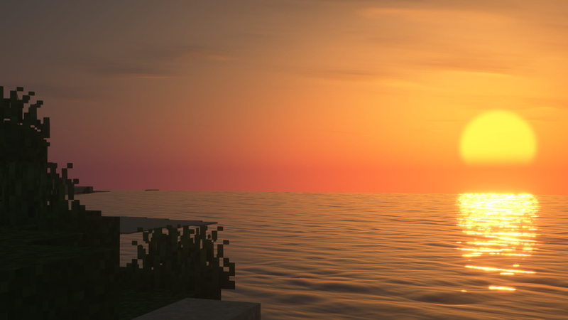 Minecraft, video games, 2K, sunset, screen shot, landscape, sunrise, shaders, Portal