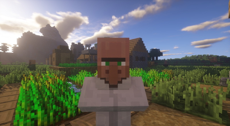building exterior, shaders, Games, outdoors, 1080P, villager, landscape, growth, hedge, day, no people, city, Minecraft, sky, architecture, religion, plant