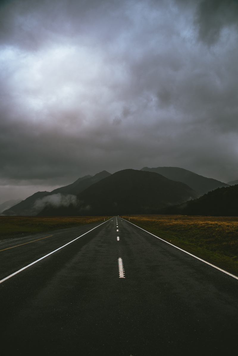 symbol, dividing line, sign, cloud, photography, nature, marking, mountains, new zealand, the way forward, outdoor, 5K, forest, cloudy, no people, non-urban scene