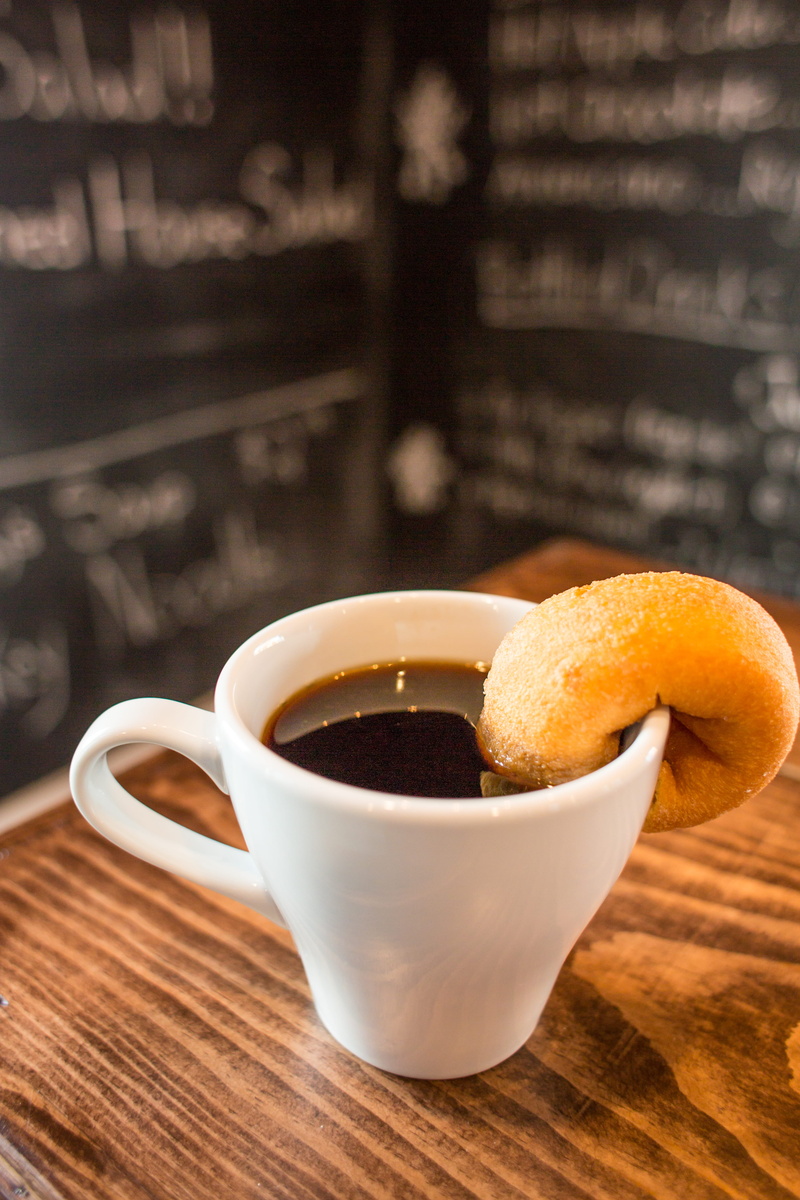 coffee - drink, indoors, donuts, espresso, bowl, freshness, wood - material, focus on foreground, refreshment, coffee, united states, ready-to-eat, non-alcoholic beverage