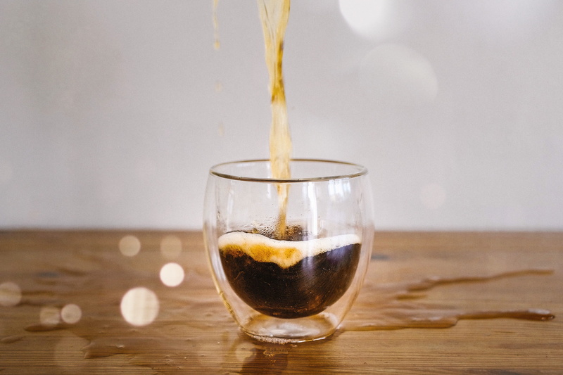 glass, food and drink, drinking glass, wood - material, coffee shots, close-up, freshness, americano, lens distortion, bristol, black coffee, coldbrew
