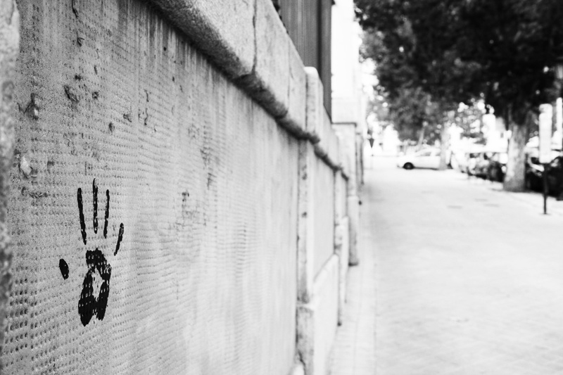 black, sign, tree, architecture, child, design, graffiti, identity, thumb, white, symbol, finger, cement, handprint, art and craft, footpath, ink, fingerprint