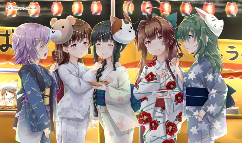 art and craft, people, lifestyles, Tama (Kancolle), human representation, Kuma (Kancolle), retail display, Kantai Collection, representation, group of people