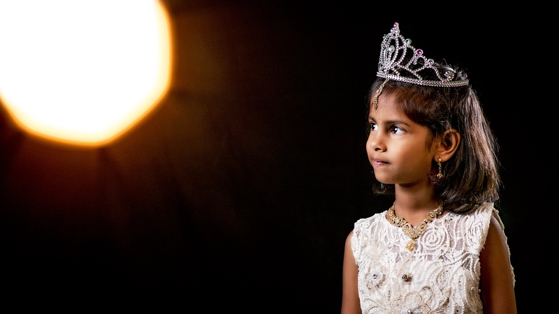 indoors, offspring, human, child, contemplation, princess, one person, black background, jar, lace, portrait, childhood, 5K, finger, girls, plant, apparel