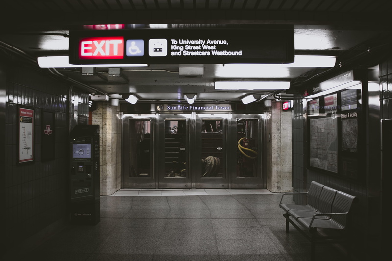 exit, places, station, communication, railroad station, ceiling, transportation, entrance, sign, no people, text, 2K, mode of transportation, subway, script