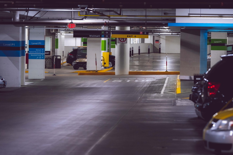 transport, stop, parking garage, car, waiting, parking lot, rail transportation, transportation, sign, light, architectural column, level, signs, built structure