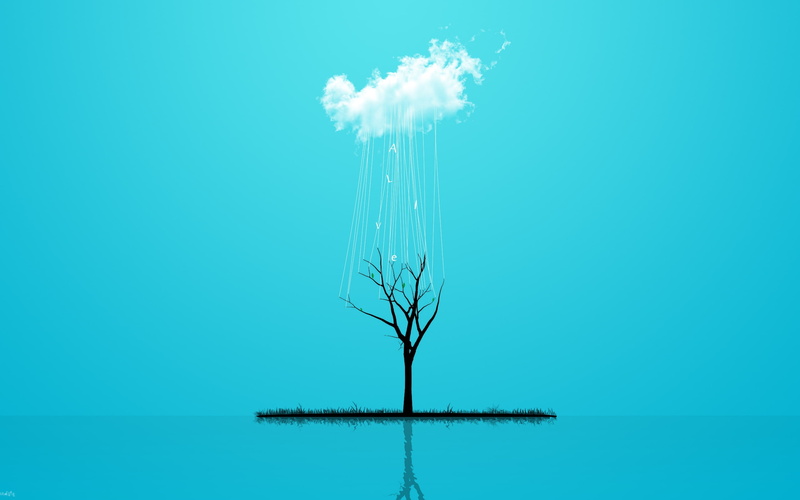 2K, alive, reflection, mirror, tree, clouds, background