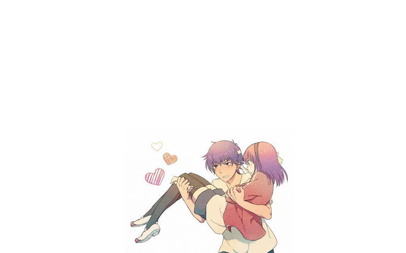 anime girls, 1080P, heart, anime boys, simple background, Angel Beats!, anime