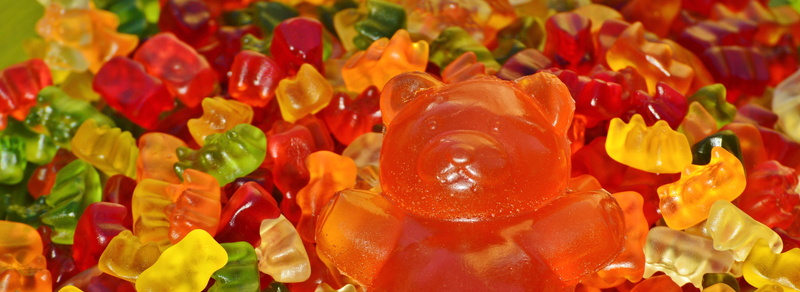 fruit gums, colorful, decoration, sweetness, petal, Rubber, statue, animal, full frame, gummibärchen, giant rubber bear, animal representation, children