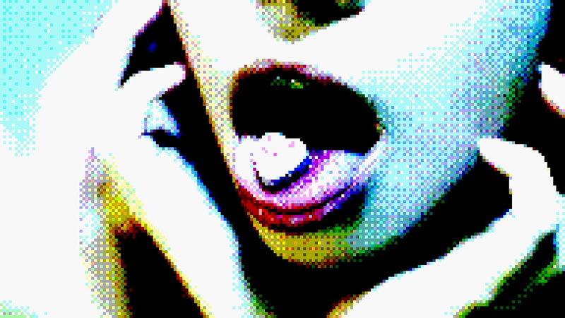 portrait, candy heart, indoors, multi colored, pixelated, lips, no people, close-up, pixel art, design, digital composite, communication, body part, pattern