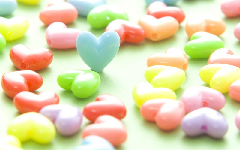 shaped, sweets, decor, yellow, pink, blue, heart, food, candy, macro, colorful, 1080P, green, hearts, plastic