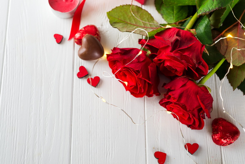 5K, red, hearts, chocolate, flowers, valentines day, roses, candy, love, romantic