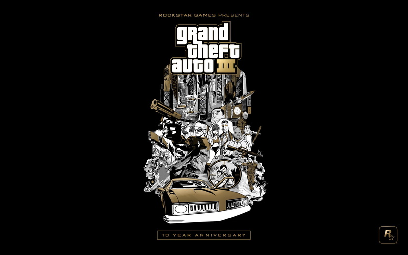 theft, 10th, grand, games, background, video, 2K, gold, iii, rockstar, euro, auto, black, anniversary