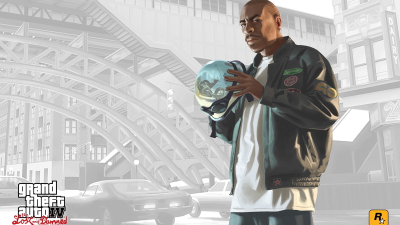 holding, front view, communication, three quarter length, portable information device, standing, clothing, technology, window, young adult, indoors, Grand Theft Auto IV