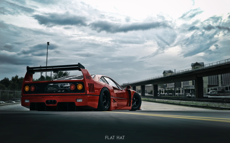 Ferrari, render, 1080P, red cars, vehicle, Ferrari F-40