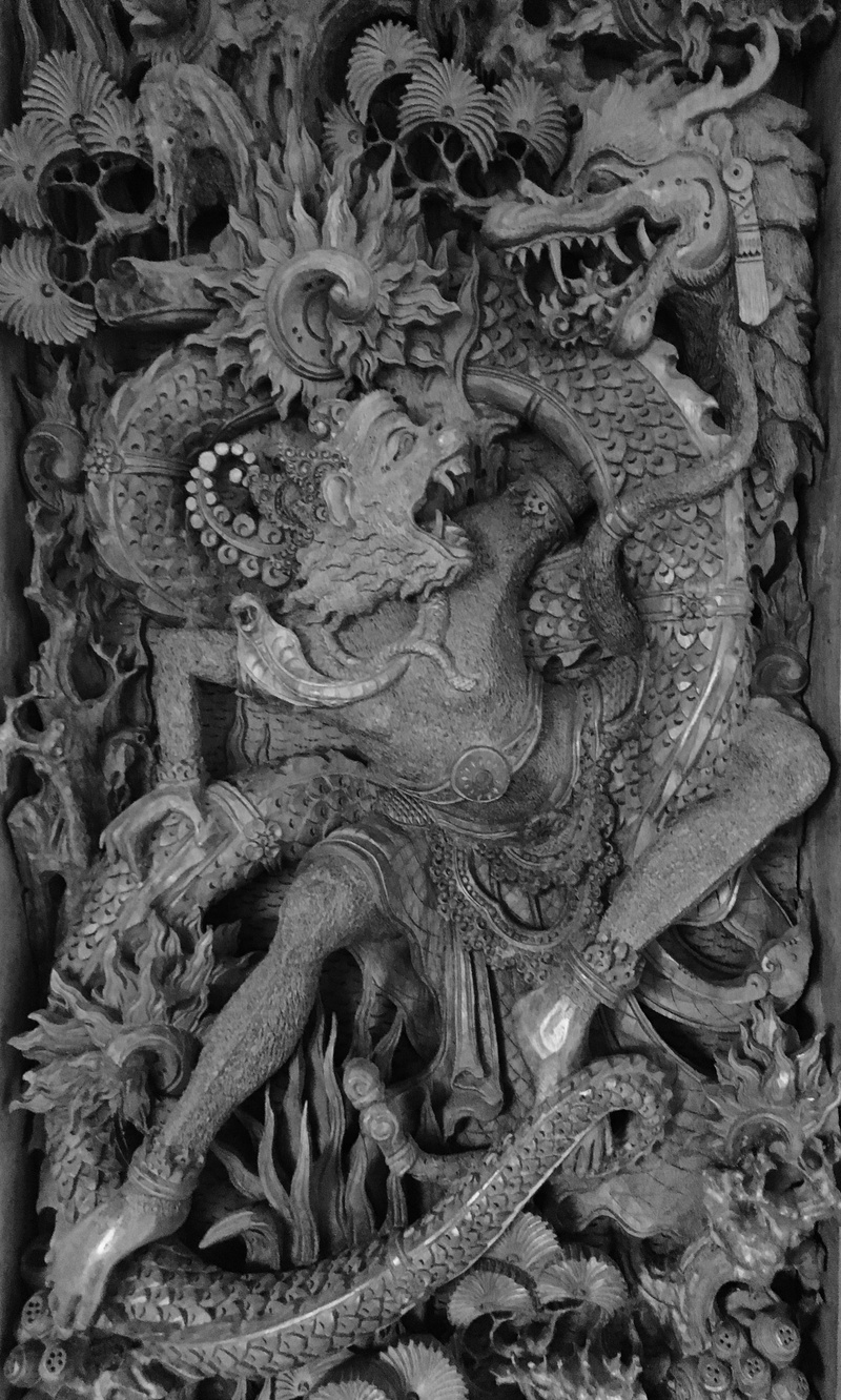 bali, spirituality, wood, angel, place of worship, statue, religion, art and craft, no people, human representation, close-up, ornate, 4K, dragon, hinduism