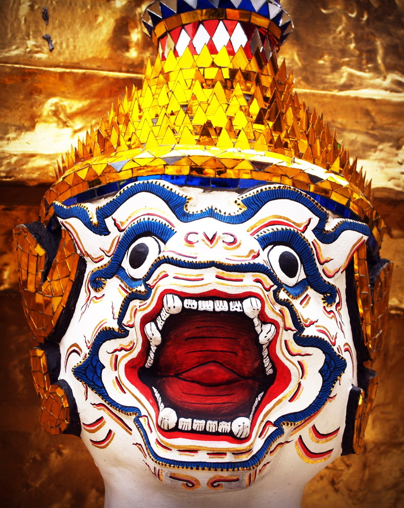 representation, statue, giant, white, guard, art and craft, background, ancient, rattanakosin, ravana, human representation, creativity, isolated, ramayana