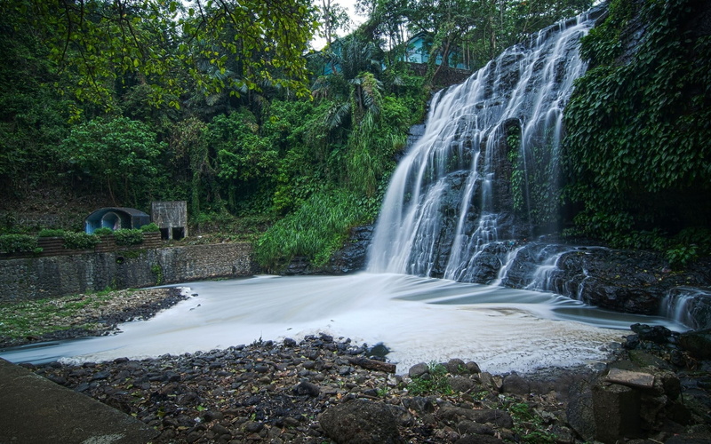 outdoors, rainforest, scenics - nature, falling water, forest, blurred motion, non-urban scene, motion, long exposure, no people, flowing water, rock, rock - object