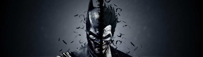 4K, Batman, joker, the dark background, dual monitor