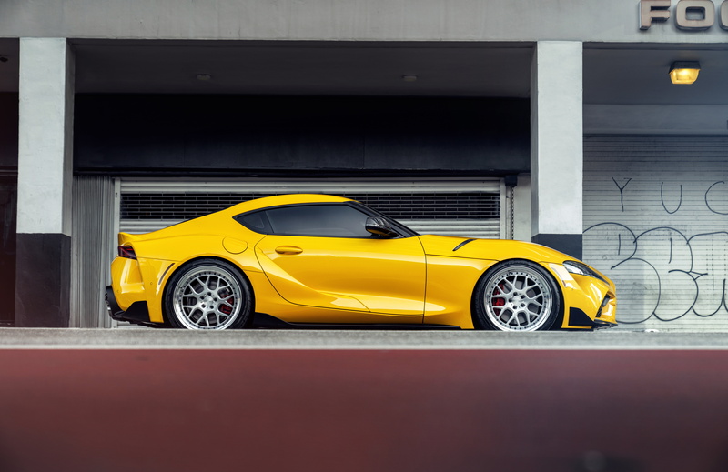 8K, side view, Toyota Supra, 2020 Toyota GR Above, yellow, sports car