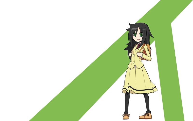 fashion, anime, young women, arms raised, 1080P, white background, front view, lifestyles, adult, standing, Kuroki Tomoko, young adult, clothing, one person