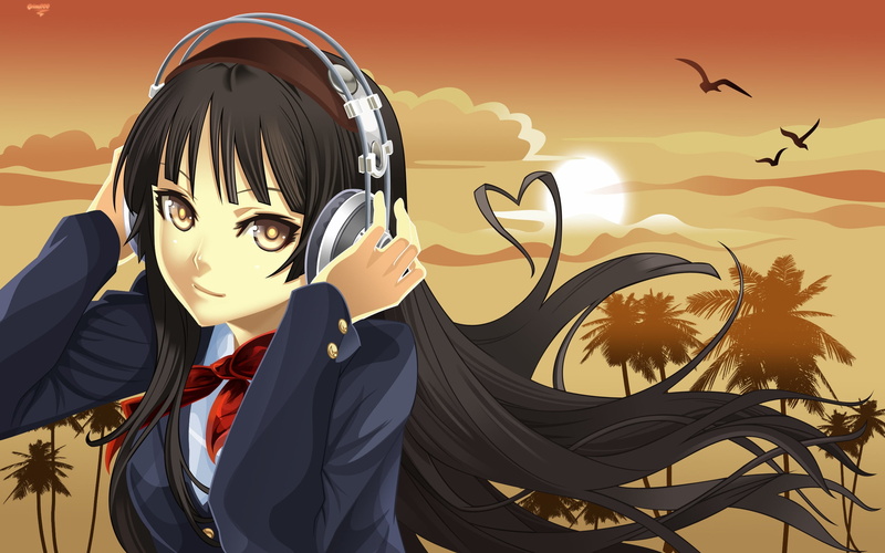 backgrounds, sun, vertebrate, headphones, portrait, headshot, real people, sunlight, girl, one person, image, illustration, birds, females, bird, front view