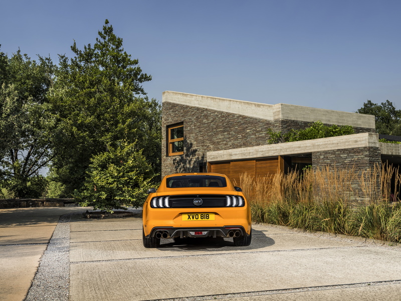 Parking, Ford, Mustang GT 5.0, feed, 5K, fastback, orange, 2018