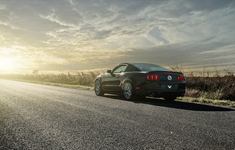 5.0, rear, sun, black, 1080P, Ford, road, Mustang