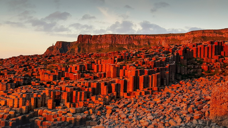 Ireland, nature, mountains, Giants Causeway, clouds, landscape, UK, rocks, Basalt column, sky, 1080P