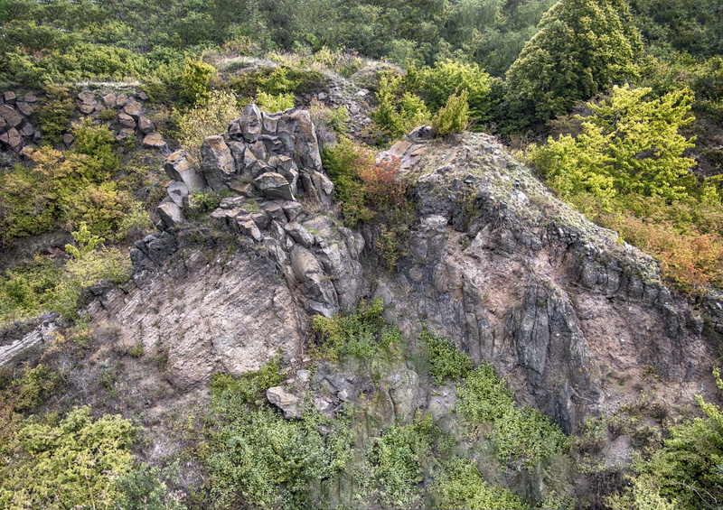 tree, hungary, growth, forest, cliff, tranquil scene, no people, formation, high angle view, day, land, basalt, green color, erosion, rock, tranquility