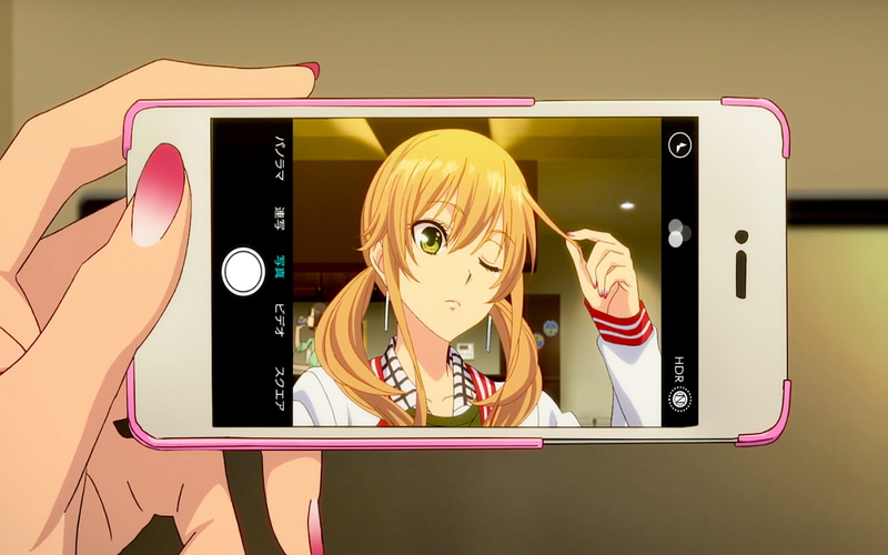 anime girls, taking selfie, painted nails, twirling hair, Citrus (manga), 2K, painted fingernails, Yuzu Aihara, phone