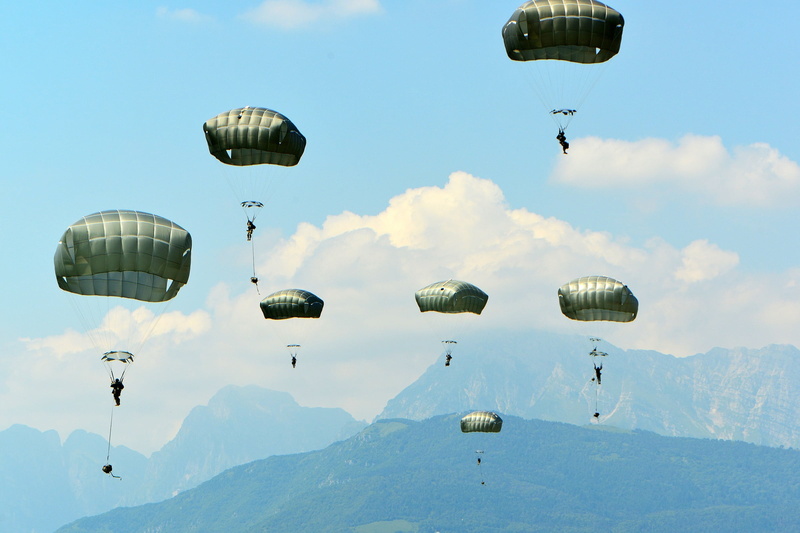 jumpers, air vehicle, military, hobbies, government, jumping, training, armed forces, air, group, parachuting, army, cloud - sky, people, sport, extreme Sports