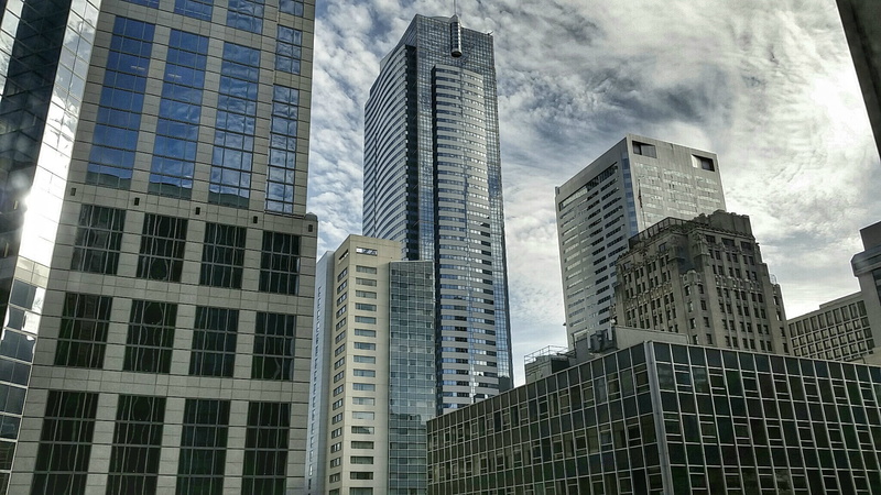 no people, perspective, finance, tall, tower, reflection, skyline, alloy, office, business, cityscape, city, tall - high, skyscraper, buildings, glass