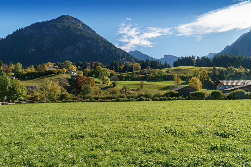 mountain panorama, grass, oberstdorf, tranquility, rural scene, mountain landscape, tranquil scene, grassy knoll, plant, alpine, tree, plain, mountains