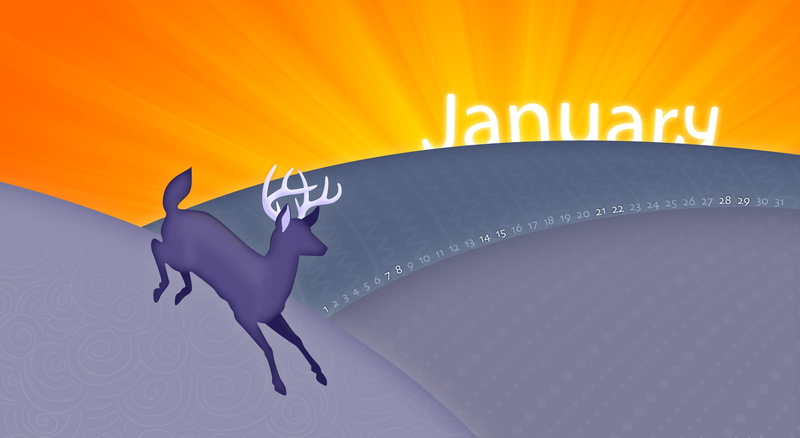 design, reindeer, calender, archival, Calendar, human representation, studio shot, no people, technology, text, overlay, craft, 2K, single object, january