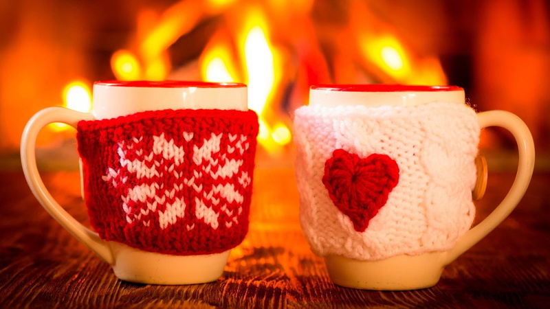 drinkware, snack, christmas, wood - material, 1080P, food and drink, drink, light, fireplace, focus on foreground, winter, refreshment, lighting, food