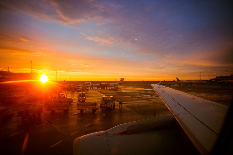 lens flare, transport, commercial airplane, airplane, cloud - sky, journey, wing, leaving, flight, sunset, bulgaria, passenger aircraft, flyer, airport runway