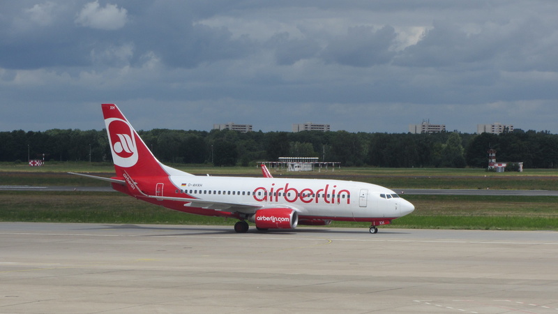 nature, cloud - sky, passenger aircraft, air traffic, airliner, red, air vehicle, sky, germany, airberlin, flight, airplane, aircraft, outdoors, tarmac
