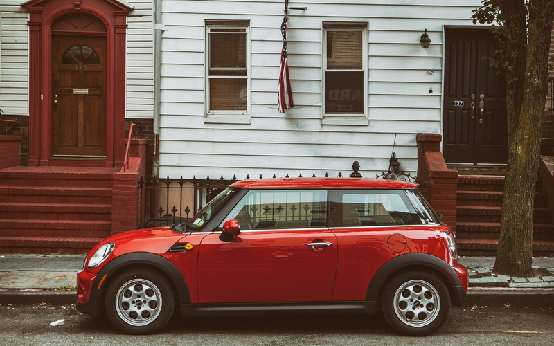 2K, York, USA, City, Brooklyn, Car, Street, Red, Mini, New