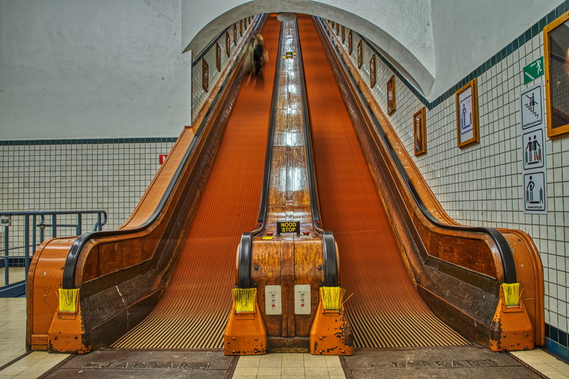 railing, tiled floor, hdr, underground, empty, architecture, urban, flooring, belgium, down, historically, transportation, pattern, building, wood, gradually