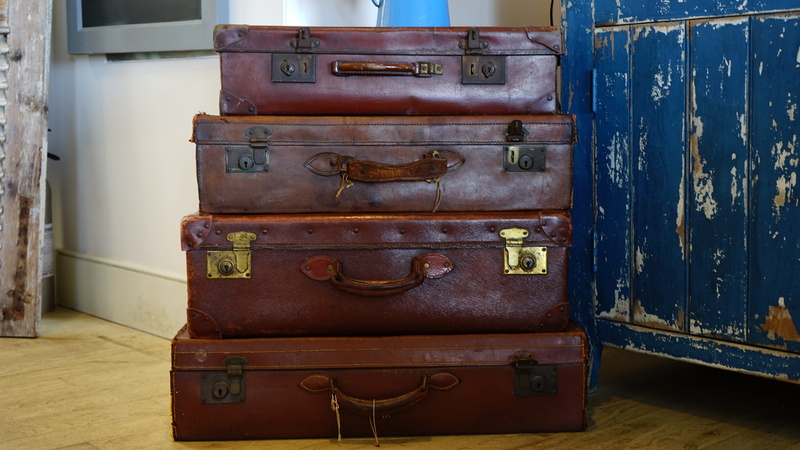 trip, travel, lounge, safety, abandoned, stack, leaving, airport, suitcases, four, furniture, bags, protection, journey, day, close-up, brown, suitcase