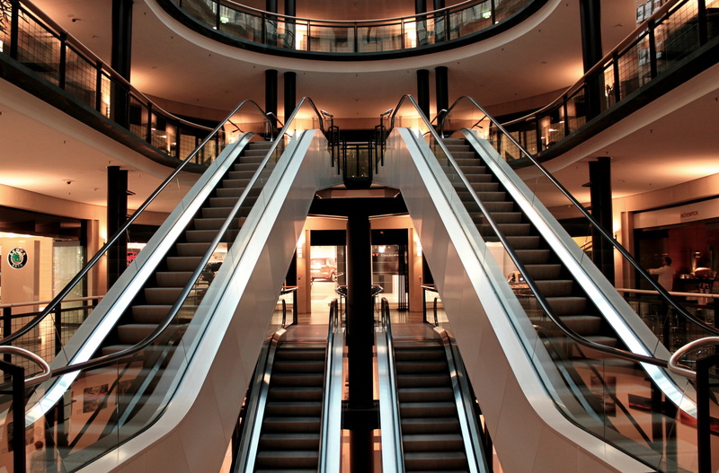 railing, building, stairs, metal, shiny, transportation, germany, indoors, commercial building, escalators, convenience, emergence, built Structure, no people