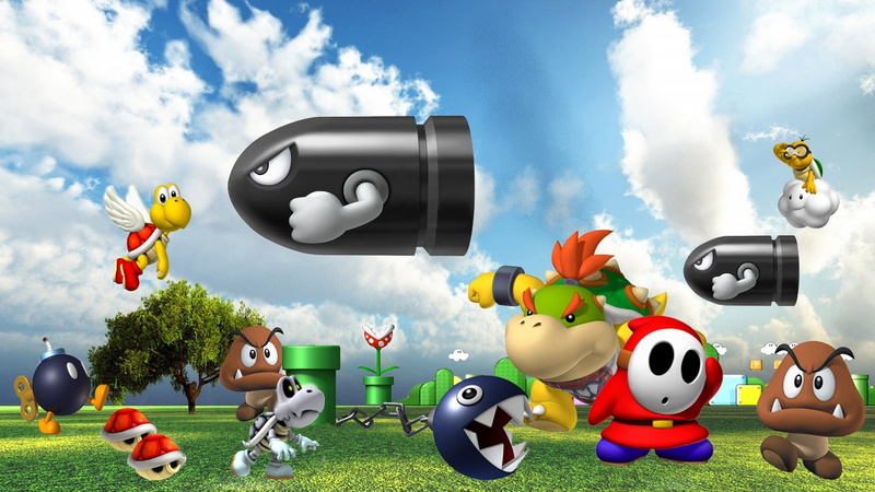 hd, art, shyguy, x, games, Mario, video, bullet bill, goomba, 1080P, bill, bullet
