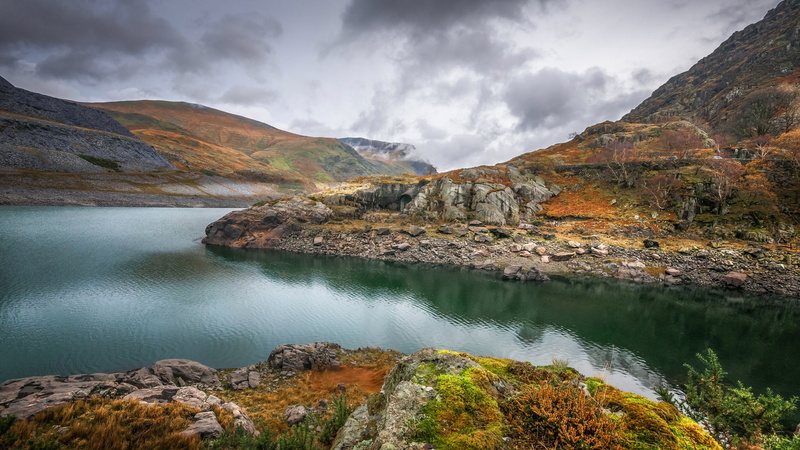 lake, Wales, autumn, 1080P, Llyn Peris, Snowdonia