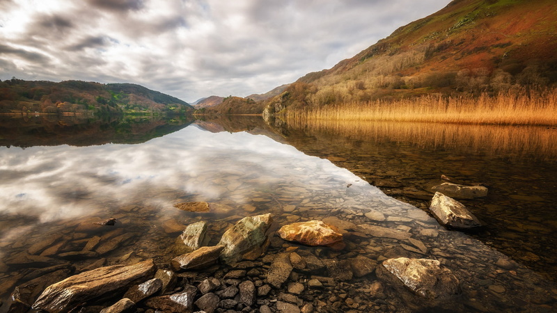 stones, Snowdonia, Llyn Gwynant, Wales, 1080P, lake