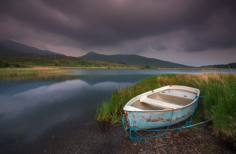 teal, Gader, outdoors, boat  fishing, moody, nature, Snowdon, white, paddle, sky, landscape, Llyn, Snowdonia, scenics, long exposure, summer, clouds, 1080P