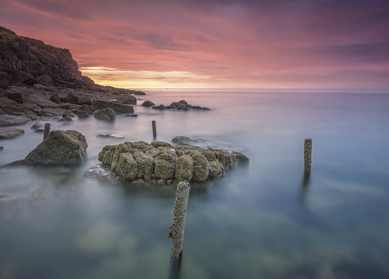 Llangoed, Cymru, coastline, stone, body of water, shoreline, LE, groynes, Anglesey, sunset, landscape, Old, body, White, seascape, coast, water, Long exposure