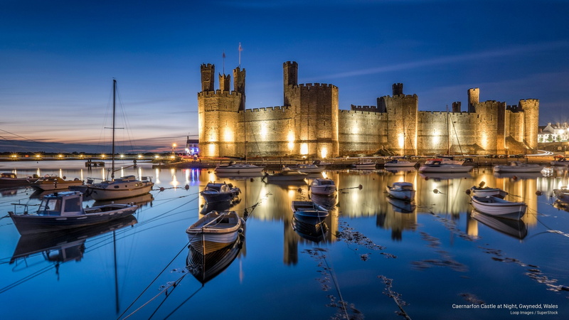 night, 2K, caernarfon, castle, gwynedd, Architecture, wales