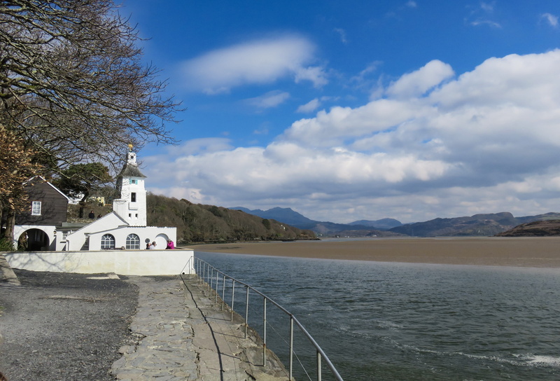 wales, mountains, tranquil scene, mountain, beauty in nature, gwynedd, uk, seaside, coast, day, landscape, tranquility, estuary, portmeirion, text, mountain range
