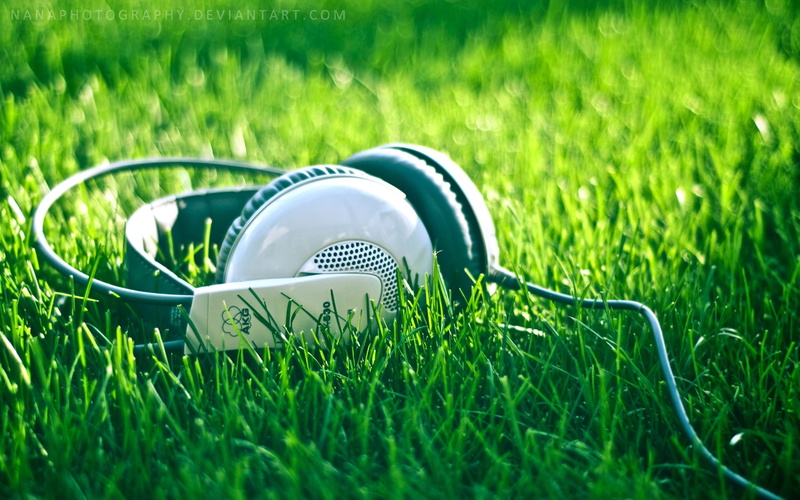 grass, art, entertainment, acoustics, headphones, akg, hd, 1080P, nature, music